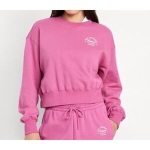 Old Navy Sweatshirt Women's Large Pink "Get Outside " Cropped Athleisure NWT